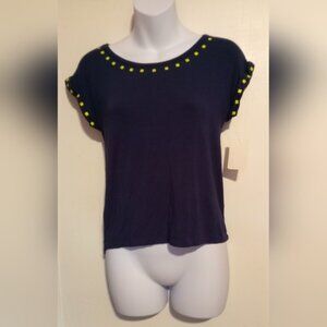 Design History Navy Tee with Neon Highlights